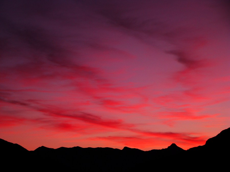 Pink sky over the Italian Alps